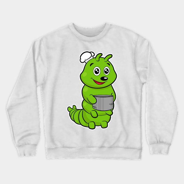 Caterpillar as Cook with Cooking pot Crewneck Sweatshirt by Markus Schnabel